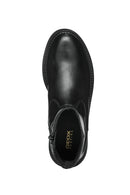 Geox Women's Black Serilda Zippered Leather Boots | Derimod Geox Women's Black Serilda Zippered Leather Boots | Derimod