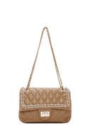 Kadın Bej Uzun Askılı Kapitone Desenli Omuz Çantası | Derimod Kadın Bej Uzun Askılı Kapitone Desenli Omuz Çantası | Derimod