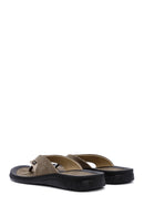 Men's Mink Flip Flop Nubuck Leather Slippers | Derimod Men's Mink Flip Flop Nubuck Leather Slippers | Derimod