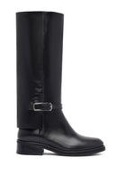 Woman Black Zippered Leather Boot | Derimod Woman Black Zippered Leather Boot | Derimod