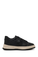 Male Black Lace-Up Thick-Soled Leather Sneaker | Derimod Male Black Lace-Up Thick-Soled Leather Sneaker | Derimod