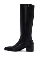 Woman Black Zip Closure Chunky Heeled Leather Boots | Derimod Woman Black Zip Closure Chunky Heeled Leather Boots | Derimod