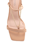 Women's Beige Chain Heeled Sandals | Derimod Women's Beige Chain Heeled Sandals | Derimod
