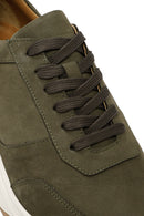 Men's Khaki Lace-Up Nubuck Leather Sneaker | Derimod Men's Khaki Lace-Up Nubuck Leather Sneaker | Derimod