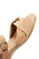 Kadın Taba Deri Dolgu Topuk Comfort Sandalet | Derimod