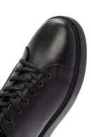 Erkek Siyah Bağcıklı Deri Sneaker | Derimod Erkek Siyah Bağcıklı Deri Sneaker | Derimod