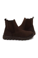 Male Brown Thick-Soled Nubuck Leather Chelsea Boots | Derimod Male Brown Thick-Soled Nubuck Leather Chelsea Boots | Derimod