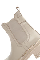 Women's Cream Chunky Heel Leather Chelsea Boots | Derimod Women's Cream Chunky Heel Leather Chelsea Boots | Derimod