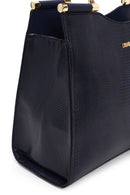 Woman Navy Long-Strap Printed Classic Shoulder Bag | Derimod Woman Navy Long-Strap Printed Classic Shoulder Bag | Derimod