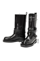 Women's Black Buckled Biker Leather Boots | Derimod Women's Black Buckled Biker Leather Boots | Derimod
