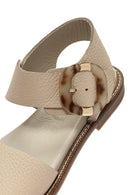 Women's Cream Buckled Leather Sandals | Derimod Women's Cream Buckled Leather Sandals | Derimod