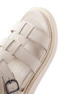 Women's Beige Ankle Strap Leather Comfort Sandals | Derimod Women's Beige Ankle Strap Leather Comfort Sandals | Derimod