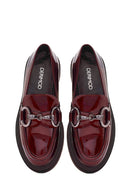 Woman Burgundy Buckle-Detailed Patent Leather Leather Masculine Loafer | Derimod Woman Burgundy Buckle-Detailed Patent Leather Leather Masculine Loafer | Derimod