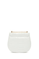 Women's White Long Chain Strap Crocodile Patterned Shoulder Bag | Derimod Women's White Long Chain Strap Crocodile Patterned Shoulder Bag | Derimod