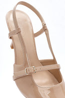 Women's Beige Open Back Thin Heeled Shoes | Derimod Women's Beige Open Back Thin Heeled Shoes | Derimod