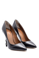 Kadın Zincir Topuk Detaylı Deri Stiletto | Derimod Kadın Zincir Topuk Detaylı Deri Stiletto | Derimod