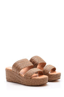 Women's Wedge Heeled Straw Slippers | Derimod Women's Wedge Heeled Straw Slippers | Derimod