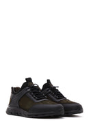 Men's Khaki Lace-Up Nubuck Leather Sneaker | Derimod Men's Khaki Lace-Up Nubuck Leather Sneaker | Derimod