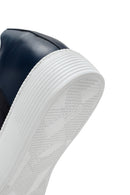 Men's Navy Blue Crocodile Leather Sneaker | Derimod Men's Navy Blue Crocodile Leather Sneaker | Derimod