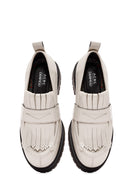 ACBC x Derimod Kadın Krem Kalın Tabanlı Maskülen Loafer | Derimod ACBC x Derimod Kadın Krem Kalın Tabanlı Maskülen Loafer | Derimod