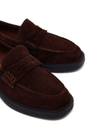 Kadın Kahverengi Süet Deri Maskülen Loafer | Derimod Kadın Kahverengi Süet Deri Maskülen Loafer | Derimod