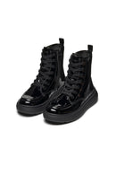 Geox Girls Black Phaolae Lace-Up Zipper Detailed Leather Combat Boots | Derimod Geox Girls Black Phaolae Lace-Up Zipper Detailed Leather Combat Boots | Derimod