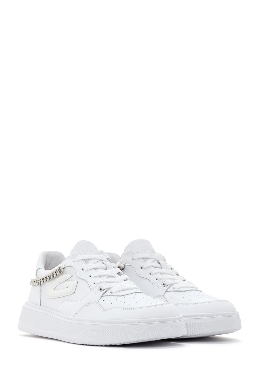 Alberto Guardiani Kadın Beyaz Zincirli Deri Sneaker