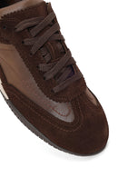 Woman Brown Lace-up Suede Leather Sneaker | Derimod Woman Brown Lace-up Suede Leather Sneaker | Derimod