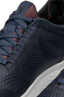 Geox Men's Navy Blue Spherica 4x4 Abx Laced Waterproof Leather Sneaker | Derimod Geox Men's Navy Blue Spherica 4x4 Abx Laced Waterproof Leather Sneaker | Derimod