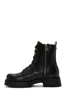 Women's Black Leather Thick Soled Boots | Derimod Women's Black Leather Thick Soled Boots | Derimod