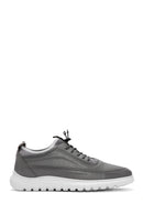 Men's Gray Lace-Up Leather Casual Sneaker | Derimod Men's Gray Lace-Up Leather Casual Sneaker | Derimod