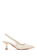Women's Cream Open Back Thin Heeled Shoes | Derimod Women's Cream Open Back Thin Heeled Shoes | Derimod