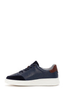 Men's Navy Blue Leather Sneaker | Derimod Men's Navy Blue Leather Sneaker | Derimod