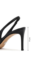 Women's Black Open-Back Heeled Leather Shoes | Derimod Women's Black Open-Back Heeled Leather Shoes | Derimod