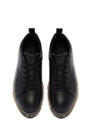 Erkek Siyah Bağcıklı Deri Sneaker | Derimod Erkek Siyah Bağcıklı Deri Sneaker | Derimod