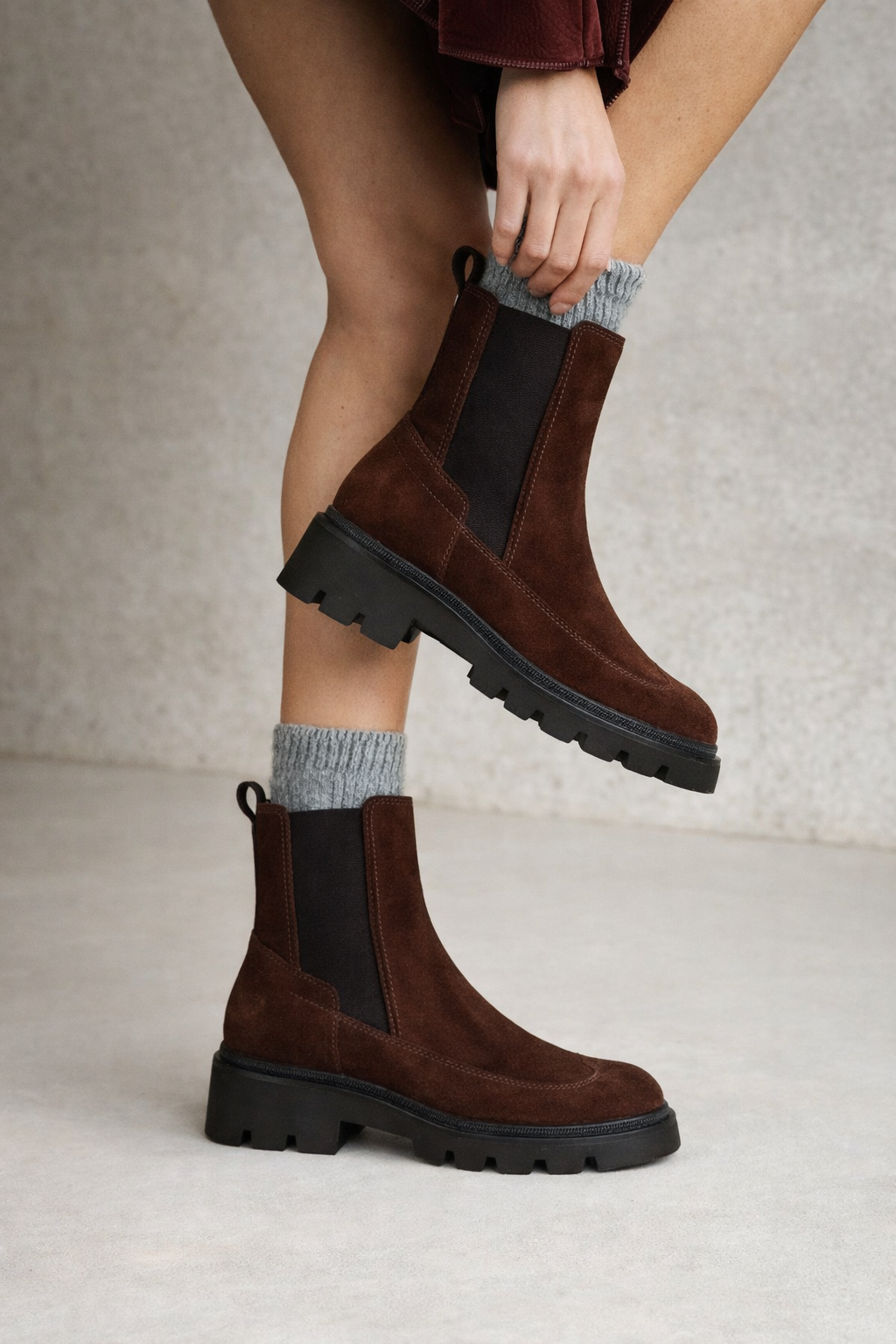 Kadın Kahverengi Süet Deri Chelsea Bot