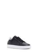 Erkek Siyah Bağcıklı Deri Sneaker | Derimod Erkek Siyah Bağcıklı Deri Sneaker | Derimod