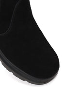 Male Black Thick-Soled Suede Chelsea Boots | Derimod Male Black Thick-Soled Suede Chelsea Boots | Derimod