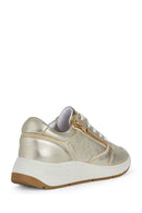 Geox Women's Beige Cristael Lace-Up Metallic Leather Sneaker | Derimod Geox Women's Beige Cristael Lace-Up Metallic Leather Sneaker | Derimod