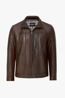 Bruno Men's Brown Leather Jacket | Derimod Bruno Men's Brown Leather Jacket | Derimod