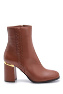 Women's Detailed Heeled Leather Boots | Derimod Women's Detailed Heeled Leather Boots | Derimod