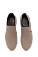 Men's Mink Nubuck Leather Printed Sports Loafer | Derimod Men's Mink Nubuck Leather Printed Sports Loafer | Derimod