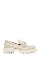 Kadın Krem Deri Maskülen Loafer | Derimod Kadın Krem Deri Maskülen Loafer | Derimod