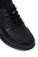 Male Black Lace-Up Thick-Soled Leather Sneaker | Derimod Male Black Lace-Up Thick-Soled Leather Sneaker | Derimod