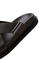 Men's Khaki Leather Slippers | Derimod Men's Khaki Leather Slippers | Derimod