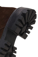 Woman Brown Zip Closure Chunky Heeled Suede Combat Boots | Derimod Woman Brown Zip Closure Chunky Heeled Suede Combat Boots | Derimod