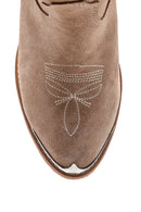 Women's Suede Leather Heeled Cowboy Boots | Derimod Women's Suede Leather Heeled Cowboy Boots | Derimod