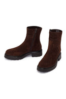 Woman Brown Thick-Soled Zip Closure Suede Casual Boots | Derimod Woman Brown Thick-Soled Zip Closure Suede Casual Boots | Derimod