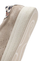 Women's Beige Lace-Up Suede Leather Sneaker | Derimod Women's Beige Lace-Up Suede Leather Sneaker | Derimod