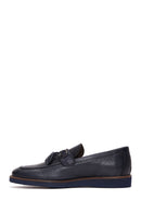 Erkek Lacivert Deri Baskılı Casual Loafer | Derimod Erkek Lacivert Deri Baskılı Casual Loafer | Derimod